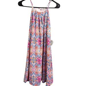 Pink Rose Vintage Boho Paisley‎ Halter Maxi Dress Women's Size S